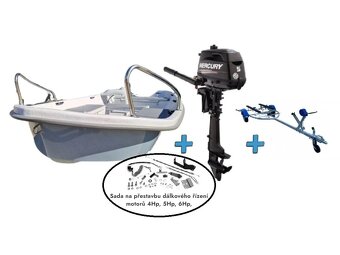 Laminátový člun L430 LX trimaran s Mercury 5 hp a přívěsem - 2