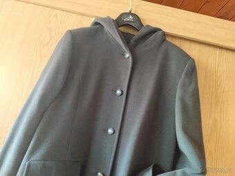 Luxusní dlouhý vlněný zimní kabát s kapucí, V 40/42 - po kot - 2