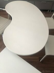 Oválný stůl, 3 židle, uzamykatelný kontejner v bílé barvě - 2