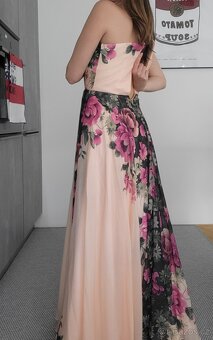 Květinové dlouhé společenské šaty, na výšku 165 cm - 2