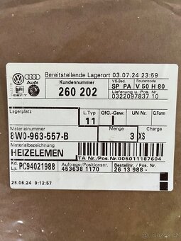 Audi originál element vyhřívání opěrky 8W0 963 557 B - 2