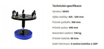 Nový otočný taburet/židle Geko G10826 - 2