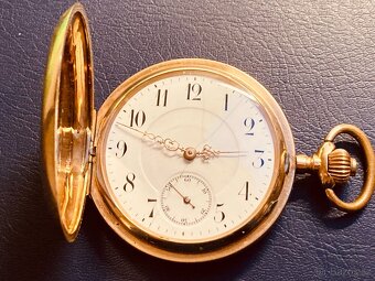 Zlaté 14-karátové kapesní hodinky Systéme Glashütte - 2