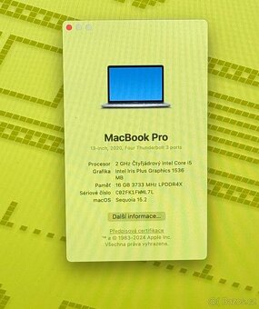 MacBook Pro 2020/16GB RAM/i5/512GB SSD/Záruka - 2