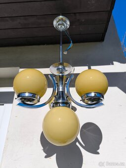Starožitný Art Deco chromový lustr - 20-30. léta - 2