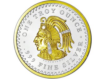 Zlacený stříbrný aztécký kalendář 1 oz - 2