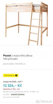 DOVOZ MOŽNÝ patrová postel masiv 140x200 - 2
