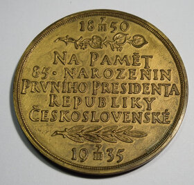 Bronzová medaile z roku 1935 k 85. narozeninám TGM - 2