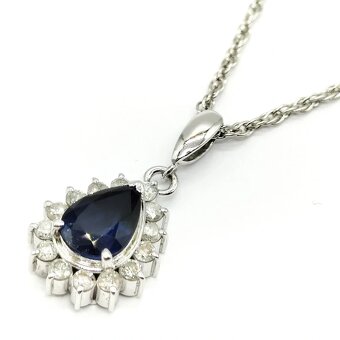 LUXUSNÍ PLATINOVÝ DIAMANTOVÝ PŘÍVĚS SE SAFÍREM - 2