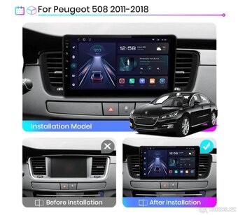 Navigace Junsun 9'' Peugeot 508 - 2