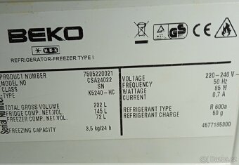 Kombinovaná chladnička s mrazničkou Beko 232 L, Spěchá - 2