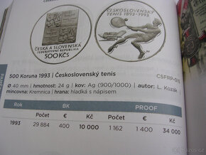 Ag 500 Kčs 1993 Československý tenis Proof len 1162 ks - 2