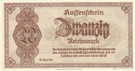 Sudety, 20 RM, 1945, platné na našem území, neperforované - 2