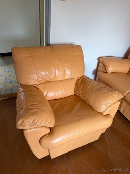 Obývací set – kožená sedací souprava - 2