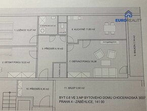 Prodej, byt 3+1 86 m2, Praha, Choceradská ul., DV - 2