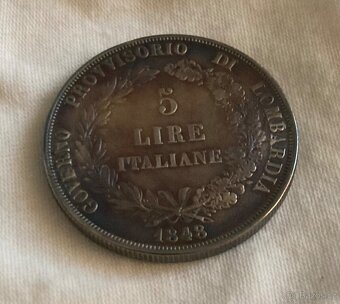 5 lira 1848 revoluční | Ferdinand V. | mincovna Miláno - 2