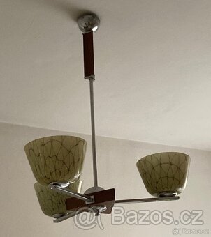 Prodám lustr - kombinace chrom a dřevo - 2