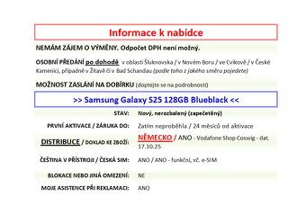 Samsung Galaxy S25 128GB Blueblack NOVÝ NEROZBALENÝ - 2