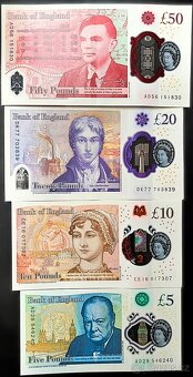 Sada 5 - 50 liber Velká Británie Alžběta II. UNC polymer - 2