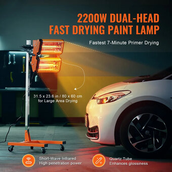 Infračervená vytvrzovací lampa 2200 W - 2