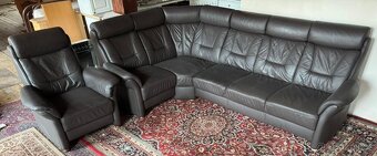 Rohová kožená sedačka s křeslem,5444 - 2