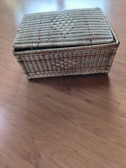 proutěný košík, krabička retro stará - 2