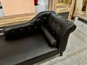 Luxusní CHESTERFIELD Lenoška hnědočerná Jako Nová - 2