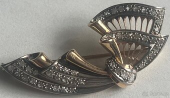 zlatá prvorepubliková brož s broušenými diamanty - 2