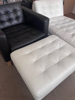 Lenoška, křeslo a podnožka Ikea - kůže Karlstad - 2