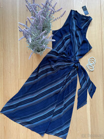 Letní tmavě modré proužkované midi šaty Ralph Lauren L - 2