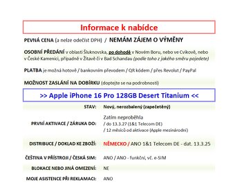 iPhone 16 Pro 128GB Desert NOVÝ NEROZBALENÝ - 2