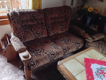 rustikální masivní sedačku 1+2+3, nově potaženo - 2