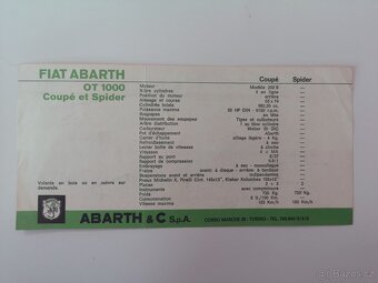 Fiat Abarth OT 1000 coupe / spider - prospekt - 2