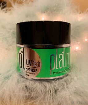 UV/LED Modelážní gel PLATINUM SPARKLE Transparent Pink 50g - 2