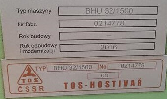 Válcová bruska TOS Hostivař BHU 320 x 1500 - 2