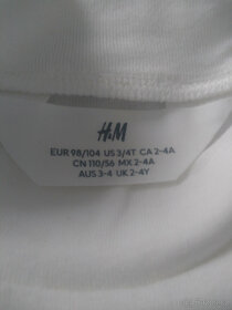 Nové bílé tričko H&M vel. 2 - 4 r. - 2