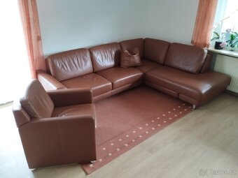 rohová, kožená, sedací souprava, křeslo - 2
