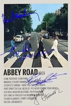 The Beatles 40x30 tisk, plátno, autogramy - 2