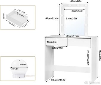 Toaletní stolek WOLTU s LED osvětlením a zrcadlem - 2