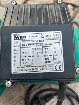 Prodám samonasávací čerpadlo wilo WJ 301 X EM - 2