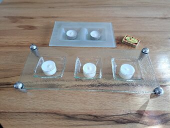 Designové ploché skleněné svícny, 2 ks - levně - 2