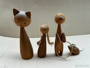 Sada dřevěných dekorativních figurek ze 60. let - 2