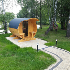 Venkovní sudová sauna s panoramatickým oknem - 2