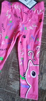 Dětské růžové legíny s kočkou, 2 vel. - 2