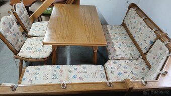 Masivní rohová lavice+2×masivní židle+rozkl.stůl - 2