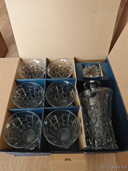 broušené sklenice na whisky + karafa - 2