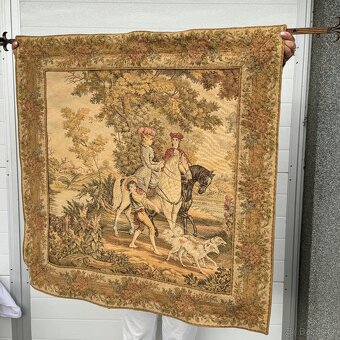 Gobelín s motivem panské vyjížďky Francie+ tyč lilie - 2