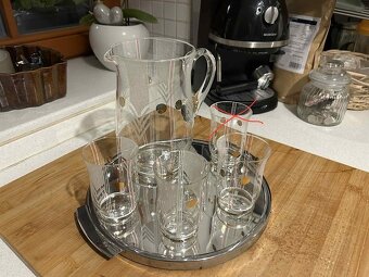 retro nápojová souprava džbánu se třemi sklenicemi - 2