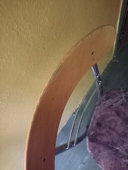 Židle kov, dřevo , semiš - 2