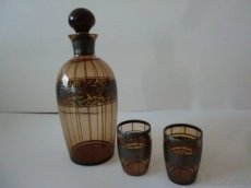 Starý svícen,Secesní Karafa se skleničkami... - 2